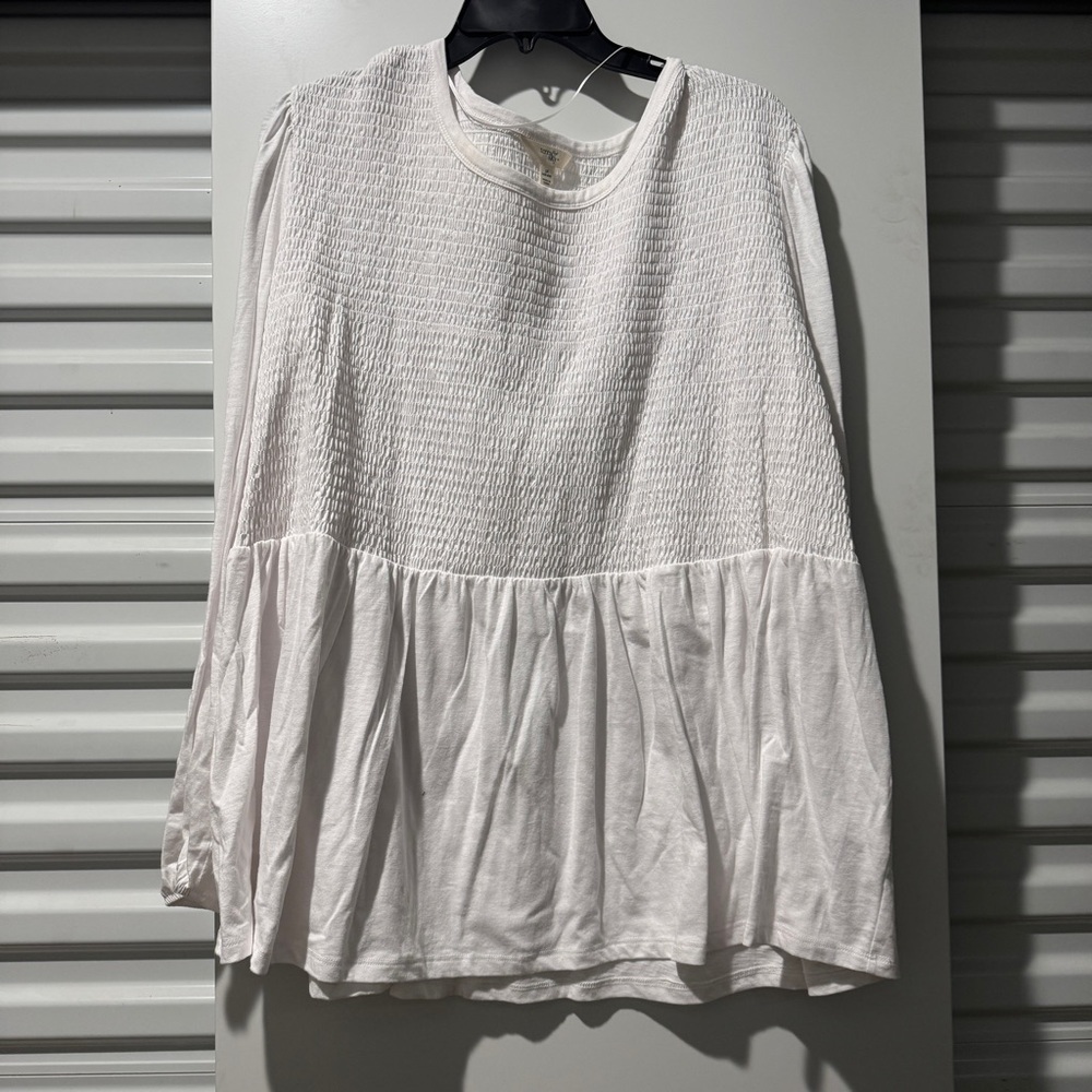 Terra & Sky White Relaxed Ruffled Blouse